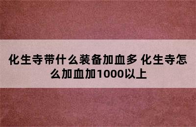 化生寺带什么装备加血多 化生寺怎么加血加1000以上